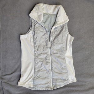 MARMOT Vest Womens Medium White Gray Quilted Warm Side Panels Walk Stroll